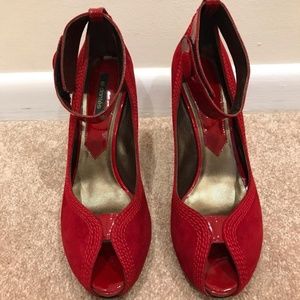 El Dantés Red Peep-toe Heels Formal Shoes